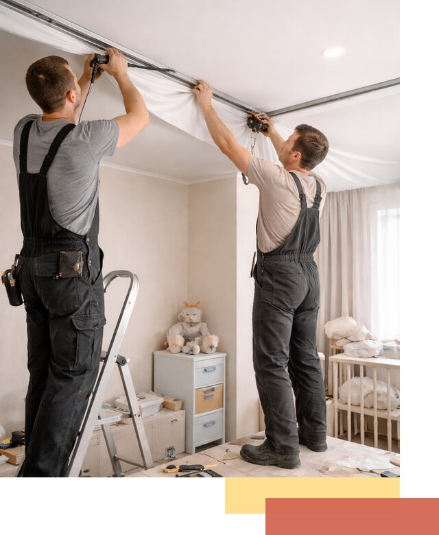 Монтаж натяжного потолка в детской комнате в Астрахани