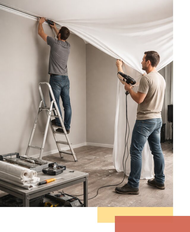 Монтаж натяжного потолка в студии в Астрахани