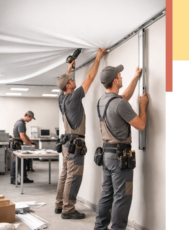 Монтаж натяжного потолка в офисе в Астрахани от 462 руб/м² — быстро и недорого | ОТДЕЛОЧНИК-Стр