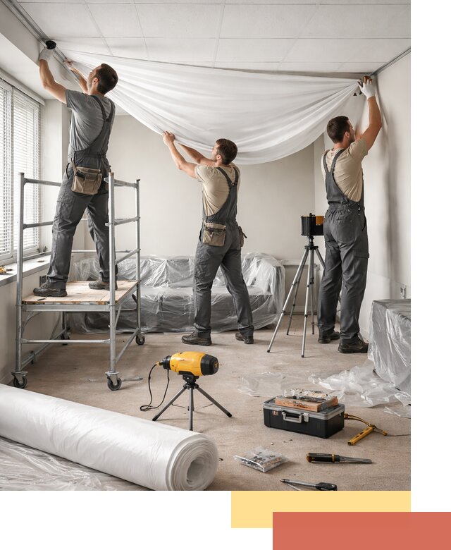 Монтаж натяжного потолка в офисе в Астрахани