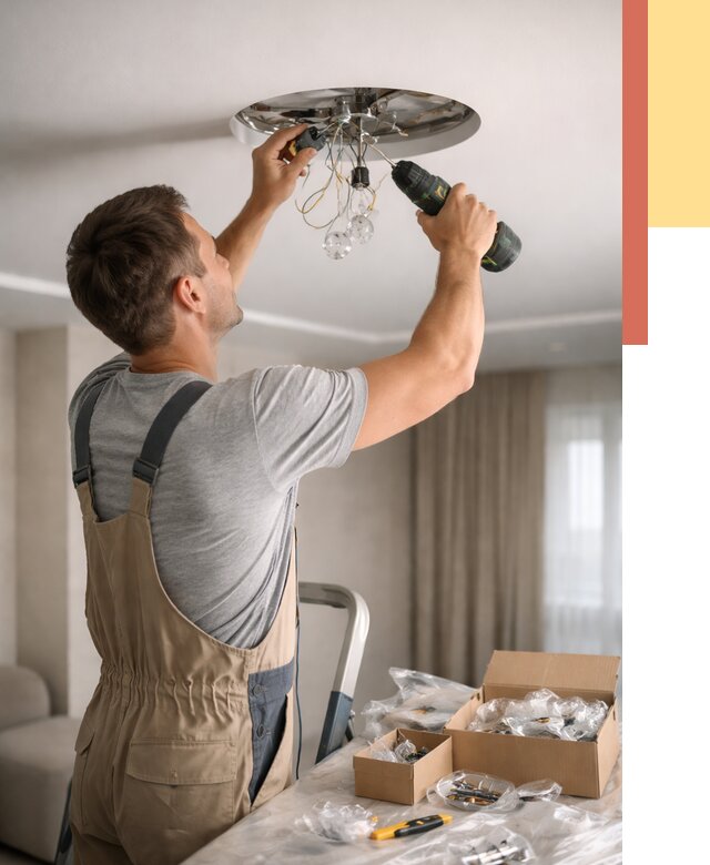 Установка люстры в натяжной потолок в Астрахани от 1233 руб. | Быстро и недорого — ОТДЕЛОЧНИК-Стр