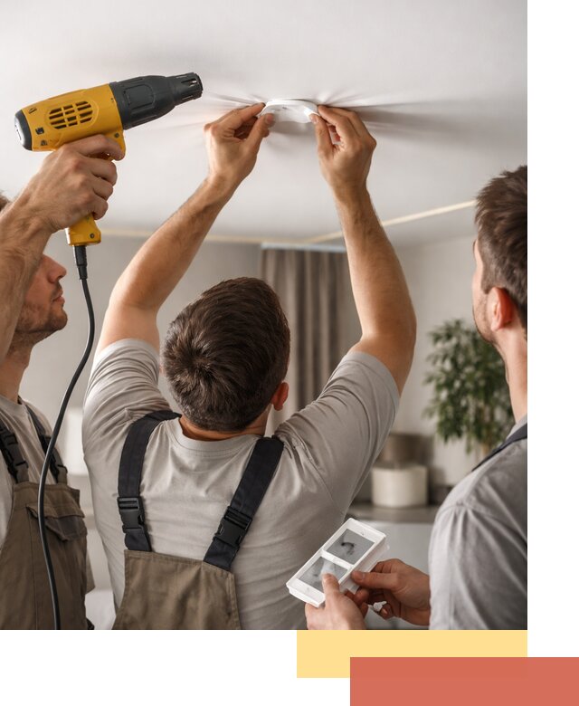 Ремонт прокола полотна натяжного потолка в Астрахани