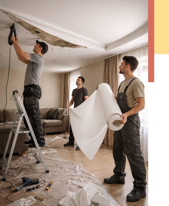 Замена полотна натяжного потолка в Астрахани от 9762 руб. быстро и недорого | ОТДЕЛОЧНИК-Стр