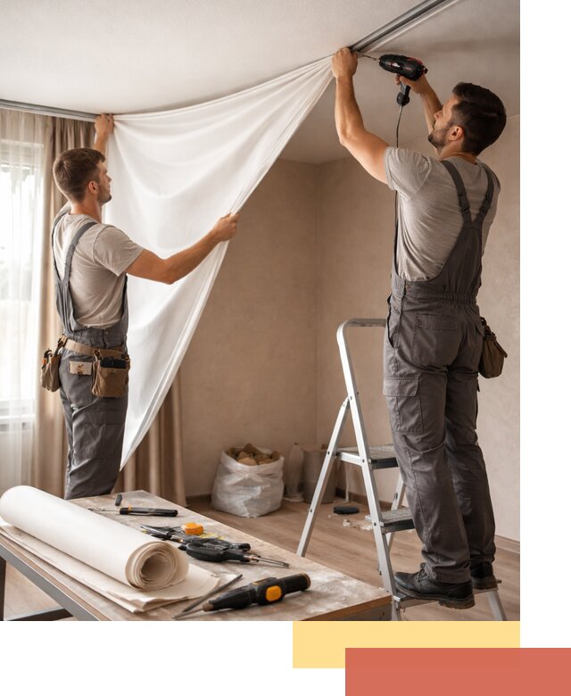 Замена полотна натяжного потолка в Астрахани быстро и качественно