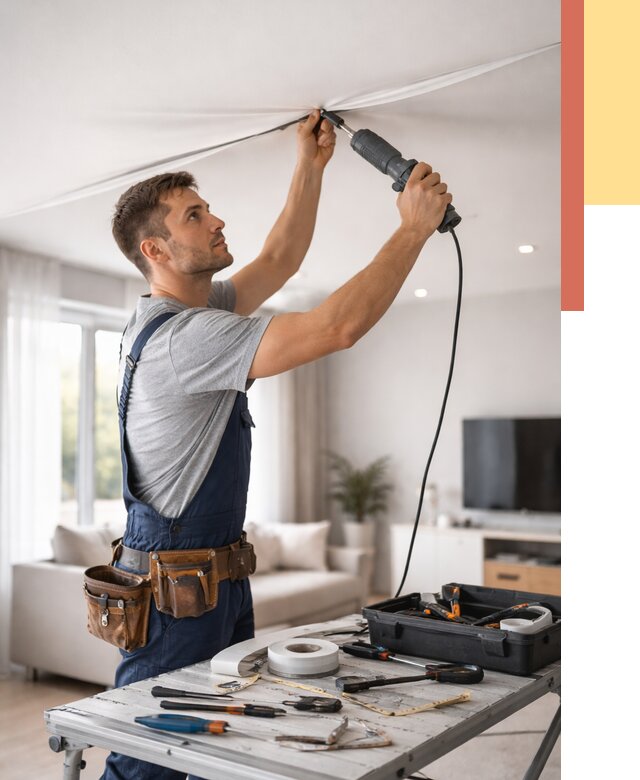 Ремонт натяжных потолков в Астрахани от 9762 руб. под ключ — ОТДЕЛОЧНИК-Стр