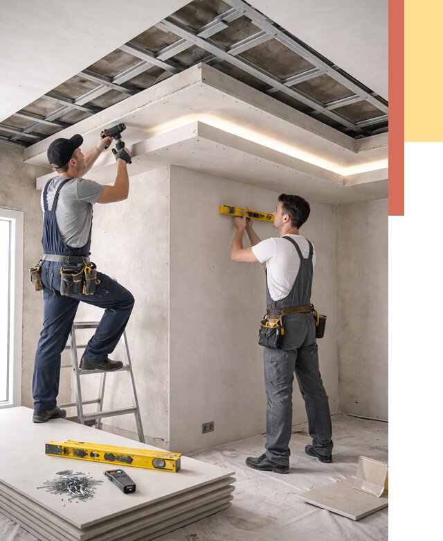 Двухуровневый потолок из гипсокартона в Астрахани от 1490 руб. под ключ | ОТДЕЛОЧНИК-Стр