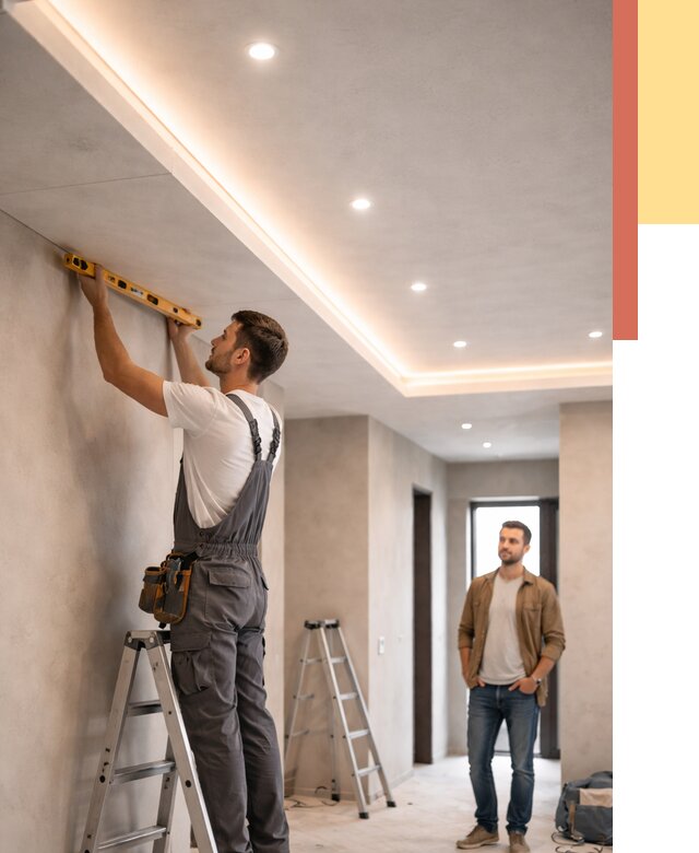 Потолок из гипсокартона с подсветкой в Астрахани от 771 руб./м2 под ключ | ОТДЕЛОЧНИК-Стр