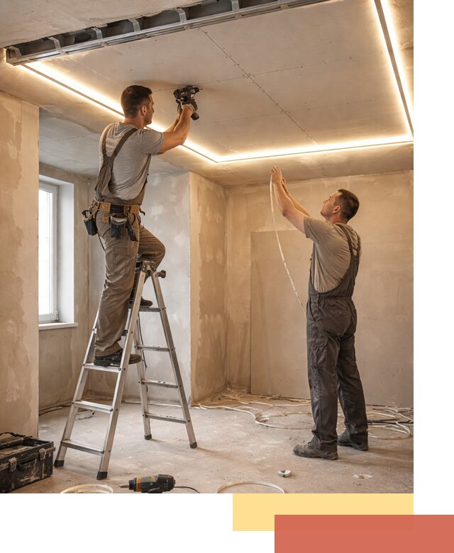 Потолок из гипсокартона с подсветкой в Астрахани