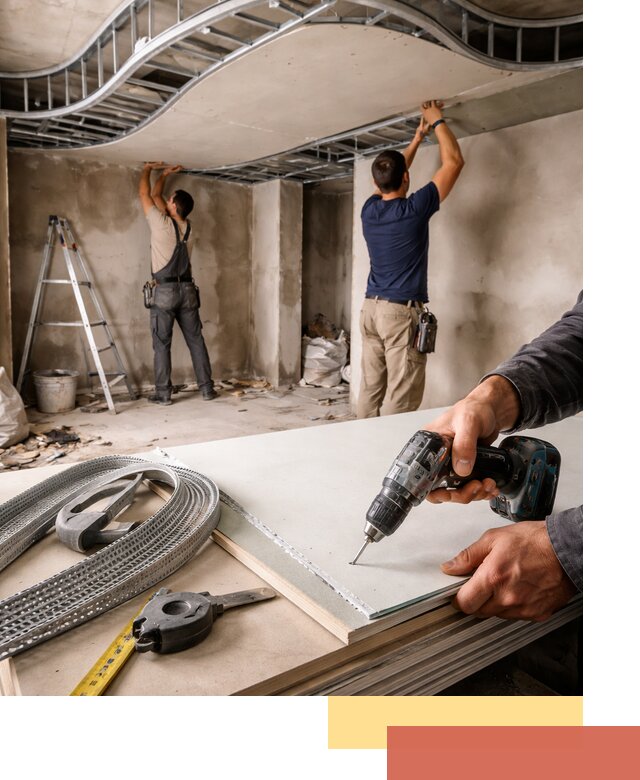 Криволинейный потолок из гипсокартона в Астрахани — монтаж и отделка