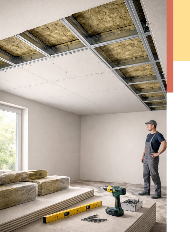 Звукоизоляция потолка ГКЛ в Астрахани от 976 руб. — монтаж под ключ | ОТДЕЛОЧНИК-Стр