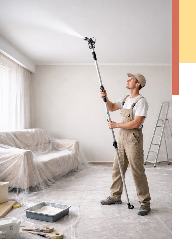 Покраска потолка краскопультом в Астрахани от 4624 руб. быстро и недорого | ОТДЕЛОЧНИК-Стр