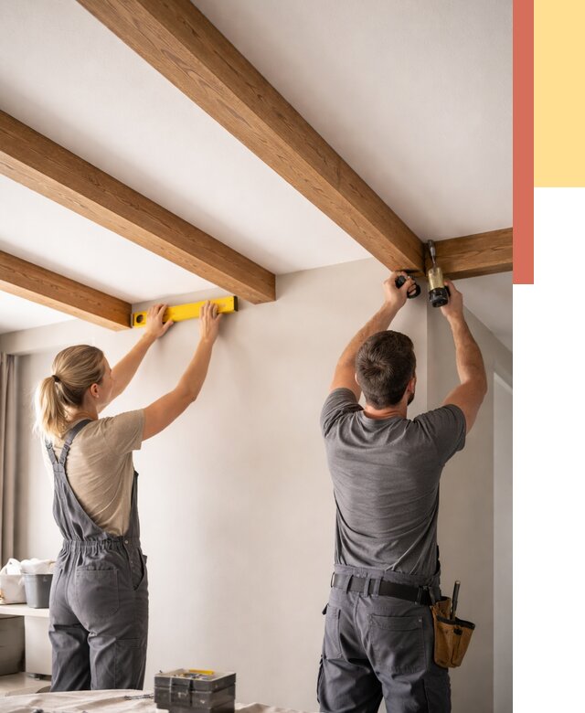 Монтаж декоративных балок на потолок в Астрахани от 4316 руб. — ОТДЕЛОЧНИК-Стр